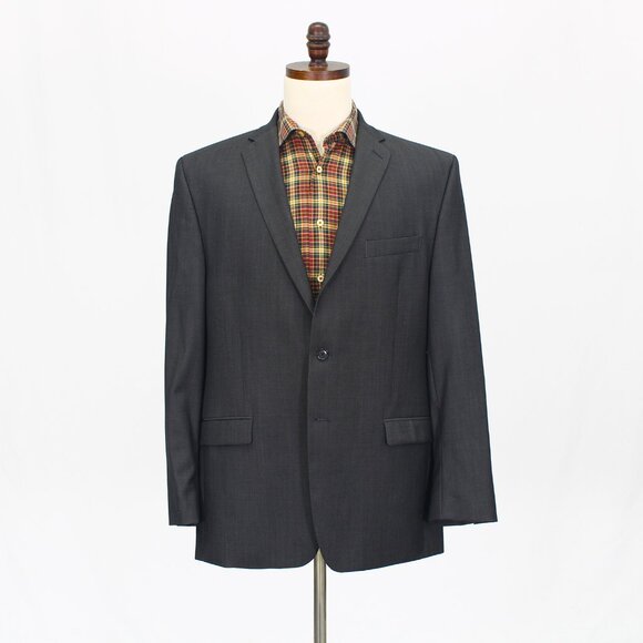Calvin Klein 44R Gray Blazer Sport Coat Jacket 2-Button Herringbone T948 - Picture 1 of 11
